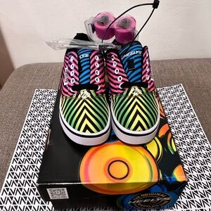 Heelys Kids Sneakers Neon Rainbow Stripe with Pink Wheels